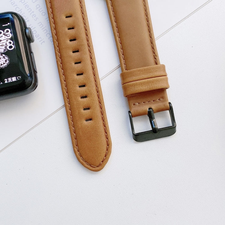 Skorter | Crazy Horse Texture + Flat Texture Leather Watch Band for Apple Watch Series 9&8&7 41mm / SE 3&SE 2&6&SE&5&4 40mm / 3&2&1 38mm (Dark Brown)