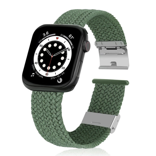 Skorter | Braided + Stainless Steel Watch Band for Apple Watch Series 7 41 mm / 6 & SE & 5 & 4 40 mm / 3 & 2 & 1 38 mm (Olive Green)