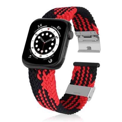 Skorter | Braided + Stainless Steel Bracelet for Apple Watch Series 7 41mm / 6 & SE & 5 & 4 40mm / 3 & 2 & 1 38mm (Vertical Black Red)