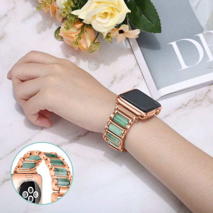Skorter | Emerald Stainless Steel Bracelet for Apple Watch Ultra 49mm & Watch Ultra 2 49mm / Series 9 & 8 & 7 45mm / SE 3 & SE 2 & 6 & SE & 5 & 4 44mm / 3 & 2 & 1 42mm (Rose Gold)