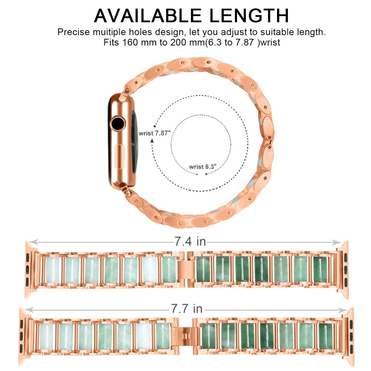Skorter | Emerald Stainless Steel Bracelet for Apple Watch Ultra 49mm & Watch Ultra 2 49mm / Series 9 & 8 & 7 45mm / SE 3 & SE 2 & 6 & SE & 5 & 4 44mm / 3 & 2 & 1 42mm (Rose Gold)