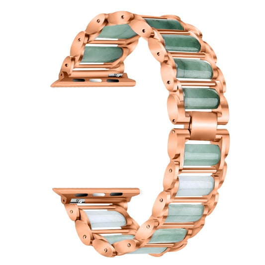 Skorter | Emerald Stainless Steel Bracelet for Apple Watch Ultra 49mm & Watch Ultra 2 49mm / Series 9 & 8 & 7 45mm / SE 3 & SE 2 & 6 & SE & 5 & 4 44mm / 3 & 2 & 1 42mm (Rose Gold)