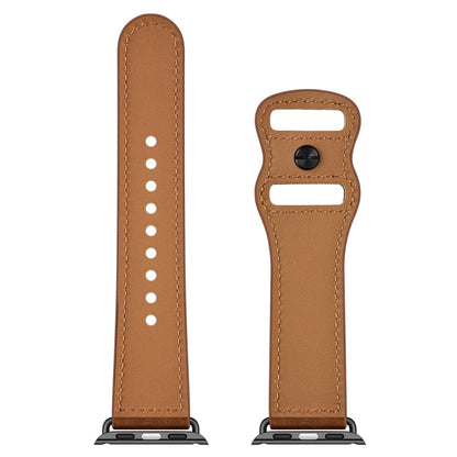 Skorter | Double Hole Leather Watch Band for Apple Watch Series 7 45mm / 6 & SE & 5 & 4 44mm / 3 & 2 & 1 42mm (Red Brown Crazy Horse)