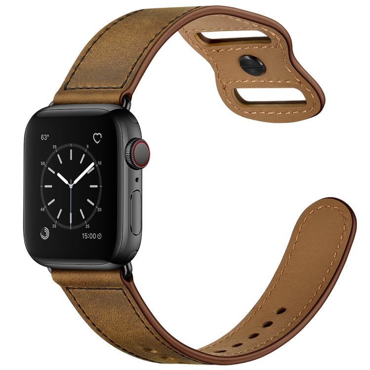 Skorter | Double Hole Leather Watch Band for Apple Watch Series 7 45mm / 6 & SE & 5 & 4 44mm / 3 & 2 & 1 42mm (Dark Brown Crazy Horse)