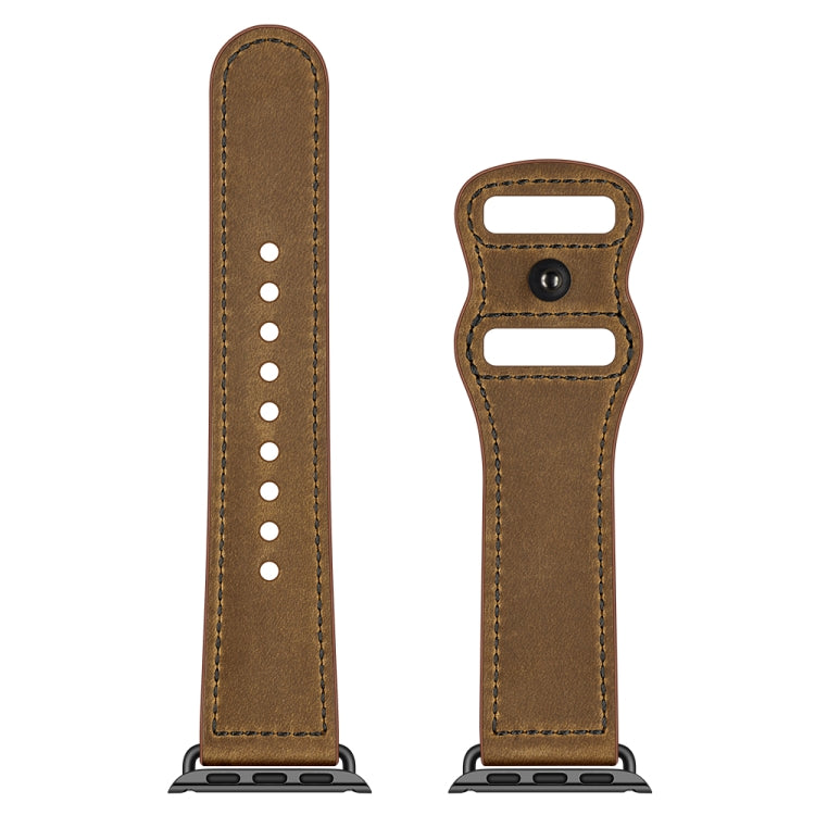 Skorter | Double Hole Leather Watch Band for Apple Watch Series 7 45mm / 6 & SE & 5 & 4 44mm / 3 & 2 & 1 42mm (Dark Brown Crazy Horse)