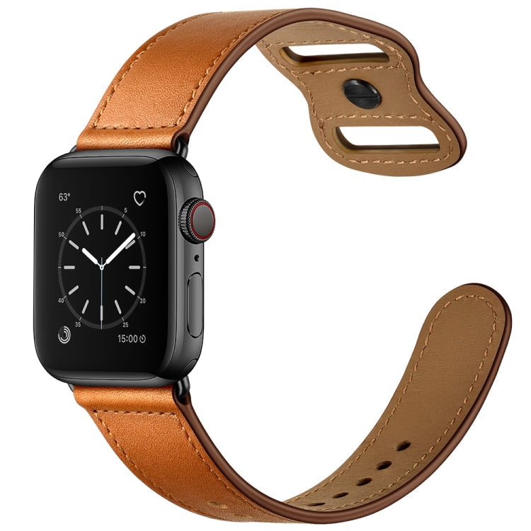 Skorter | Double Hole Leather Watch Band for Apple Watch Series 7 45mm / 6 & SE & 5 & 4 44mm / 3 & 2 & 1 42mm (Brown)