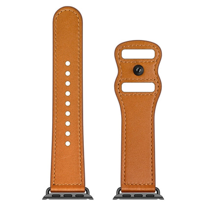 Skorter | Double Hole Leather Watch Band for Apple Watch Series 7 45mm / 6 & SE & 5 & 4 44mm / 3 & 2 & 1 42mm (Brown)
