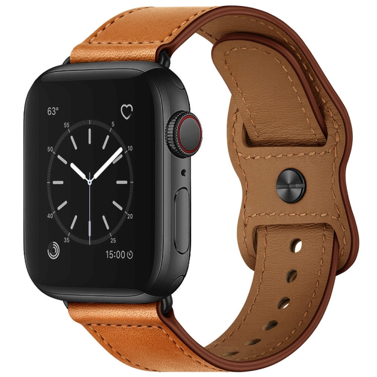Skorter | Double Hole Leather Watch Band for Apple Watch Series 7 45mm / 6 & SE & 5 & 4 44mm / 3 & 2 & 1 42mm (Brown)