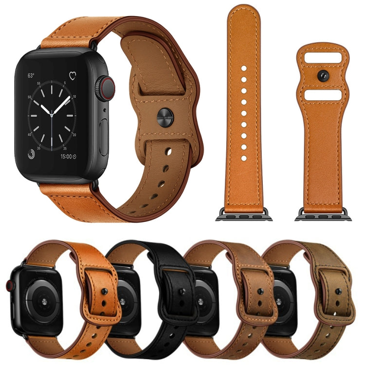 Skorter | Double Hole Leather Watch Band for Apple Watch Series 7 45mm / 6 & SE & 5 & 4 44mm / 3 & 2 & 1 42mm (Red Brown Crazy Horse)