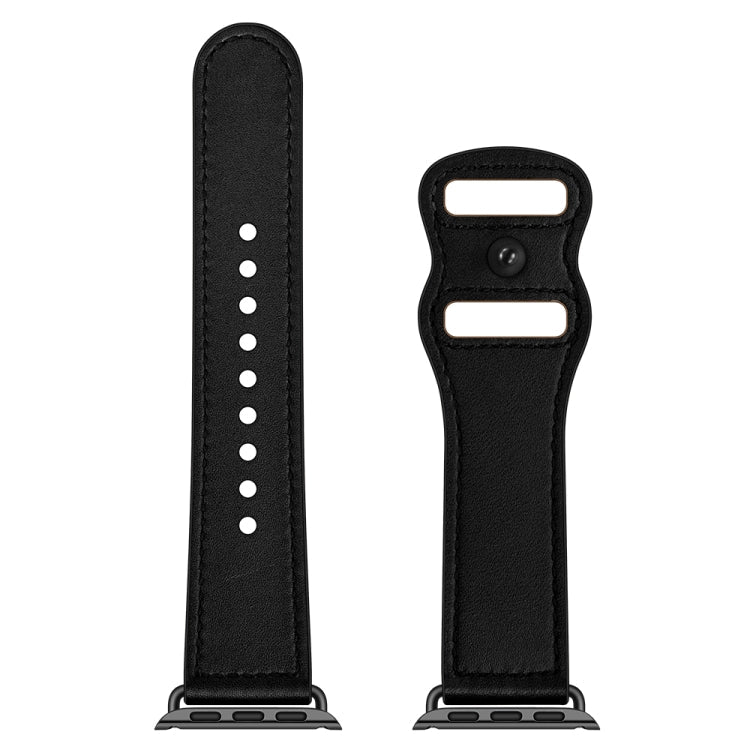 Skorter | Double Hole Leather Watch Band for Apple Watch Series 7 41mm / 6 & SE & 5 & 4 40mm / 3 & 2 & 1 38mm (Black)