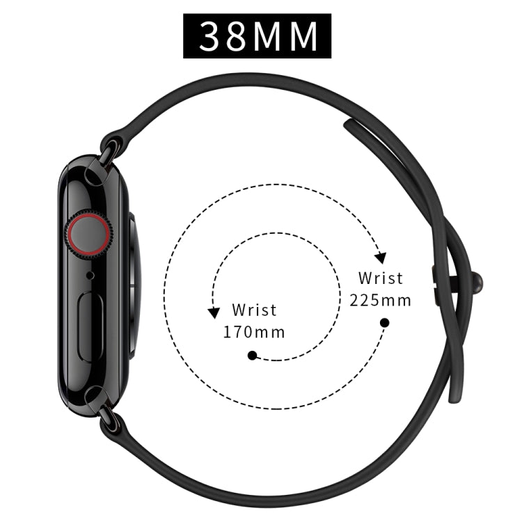 Skorter | Double Hole Leather Watch Band for Apple Watch Series 7 41mm / 6 & SE & 5 & 4 40mm / 3 & 2 & 1 38mm (Black)