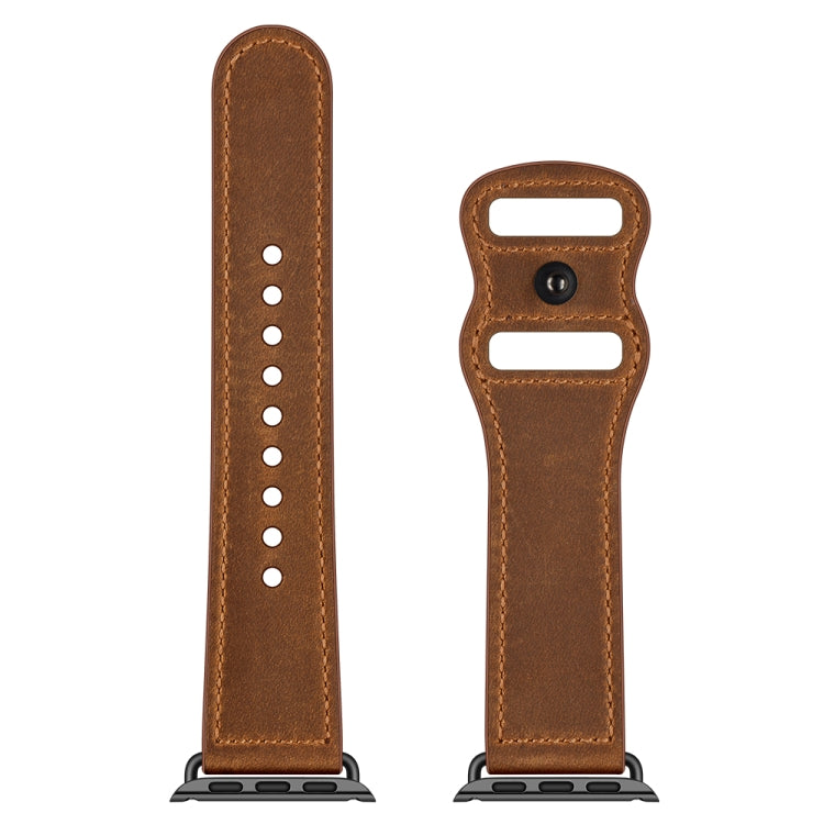 Skorter | Double Hole Leather Watch Band for Apple Watch Series 9&8&7 41mm / SE 3&SE 2&6&SE&5&4 40mm / 3&2&1 38mm (Red Brown Crazy Horse)