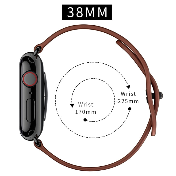 Skorter | Double Hole Leather Watch Band for Apple Watch Series 9&8&7 41mm / SE 3&SE 2&6&SE&5&4 40mm / 3&2&1 38mm (Red Brown Crazy Horse)