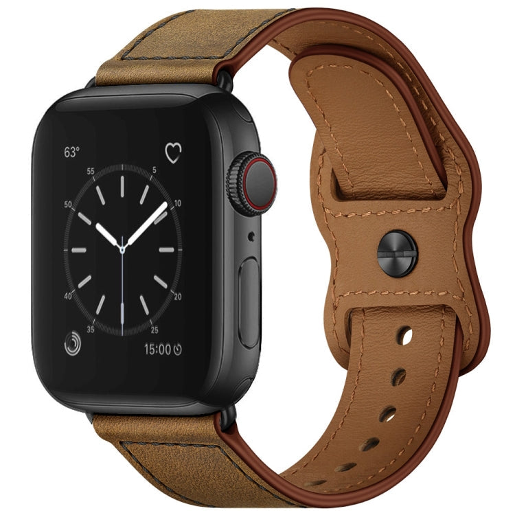 Skorter | Double Hole Leather Watch Band for Apple Watch Series 7 41mm / 6 & SE & 5 & 4 40mm / 3 & 2 & 1 38mm (Dark Brown Crazy Horse)