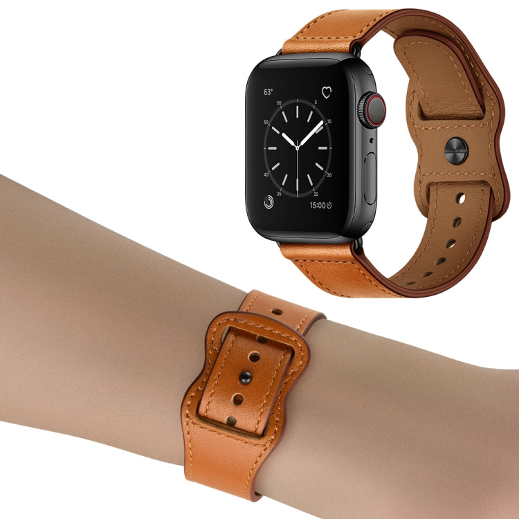 Skorter | Double Hole Leather Watch Strap for Apple Watch Series 7 41mm / 6 & SE & 5 & 4 40mm / 3 & 2 & 1 38mm (Brown)