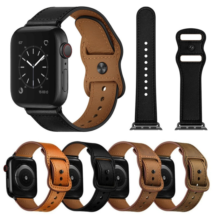 Skorter | Double Hole Leather Watch Band for Apple Watch Series 7 41mm / 6 & SE & 5 & 4 40mm / 3 & 2 & 1 38mm (Dark Brown Crazy Horse)