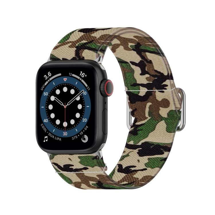 Skorter | Adjustable elastic printed watch strap for Apple Watch Ultra 49mm & Watch Ultra 2 49mm / Series 9 & 8 & 7 45mm / SE 3 & SE 2 & 6 & SE & 5 & 4 44mm / 3 & 2 & 1 42mm (Camouflage Green)
