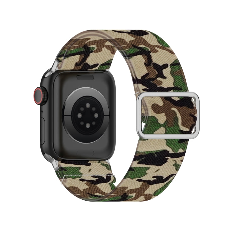 Skorter | Adjustable elastic printed watch strap for Apple Watch Ultra 49mm & Watch Ultra 2 49mm / Series 9 & 8 & 7 45mm / SE 3 & SE 2 & 6 & SE & 5 & 4 44mm / 3 & 2 & 1 42mm (Camouflage Green)