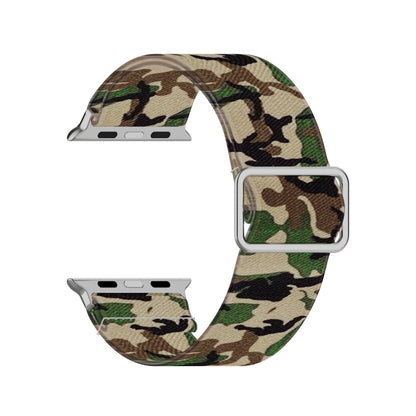 Skorter | Adjustable elastic printed watch strap for Apple Watch Ultra 49mm & Watch Ultra 2 49mm / Series 9 & 8 & 7 45mm / SE 3 & SE 2 & 6 & SE & 5 & 4 44mm / 3 & 2 & 1 42mm (Camouflage Green)