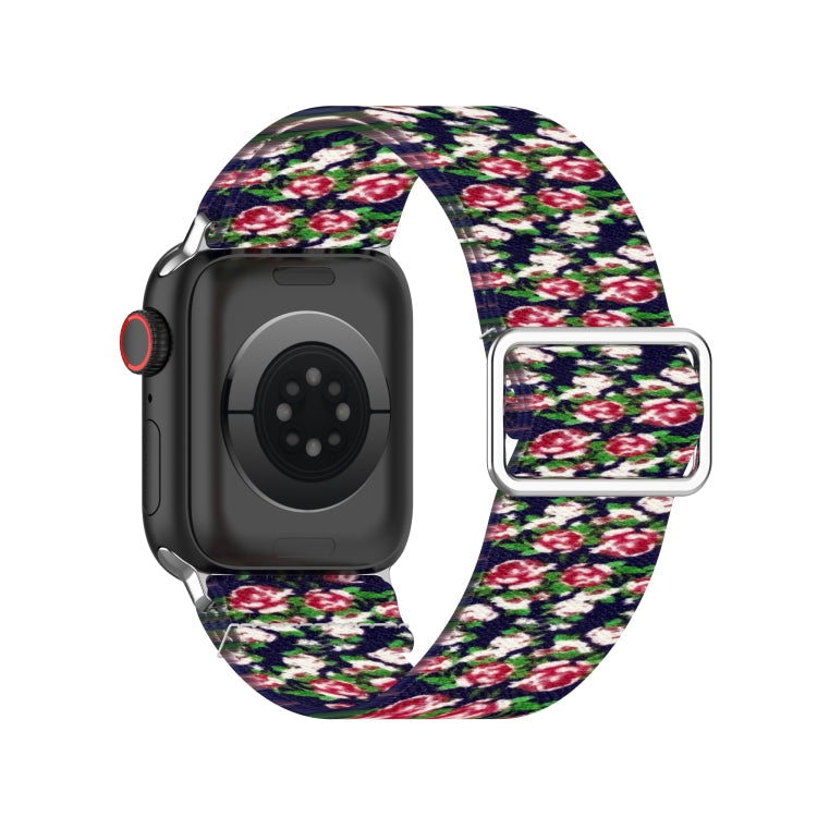 Skorter | Adjustable elastic printed watch strap for Apple Watch Ultra 49mm & Watch Ultra 2 49mm / Series 9 & 8 & 7 45mm / SE 3 & SE 2 & 6 & SE & 5 & 4 44mm / 3 & 2 & 1 42mm (Blue Rose)