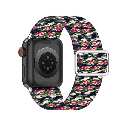 Skorter | Adjustable elastic printed watch strap for Apple Watch Ultra 49mm & Watch Ultra 2 49mm / Series 9 & 8 & 7 45mm / SE 3 & SE 2 & 6 & SE & 5 & 4 44mm / 3 & 2 & 1 42mm (Blue Rose)