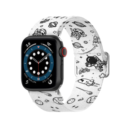 Skorter | Adjustable elastic printed watch band for Apple Watch Ultra 49 mm & Watch Ultra 2 49 mm / Series 9 & 8 & 7 45 mm / SE 3 & SE 2 & 6 & SE & 5 & 4 44 mm / 3 & 2 & 1 42 mm (Universe)