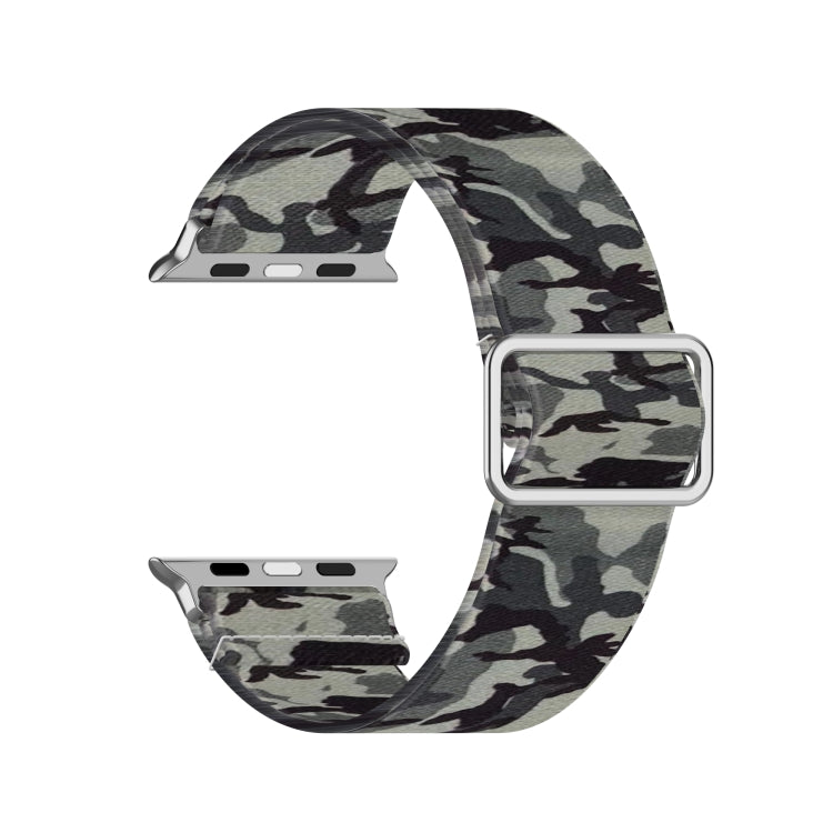 Skorter | Adjustable Elastic Printed Watch Strap for Apple Watch Ultra 49mm & Watch Ultra 2 49mm / Series 9 & 8 & 7 45mm / SE 3 & SE 2 & 6 & SE & 5 & 4 44mm / 3 & 2 & 1 42mm (Camo Gray)