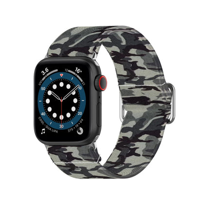 Skorter | Adjustable Elastic Printed Watch Strap for Apple Watch Ultra 49mm & Watch Ultra 2 49mm / Series 9 & 8 & 7 45mm / SE 3 & SE 2 & 6 & SE & 5 & 4 44mm / 3 & 2 & 1 42mm (Camo Gray)