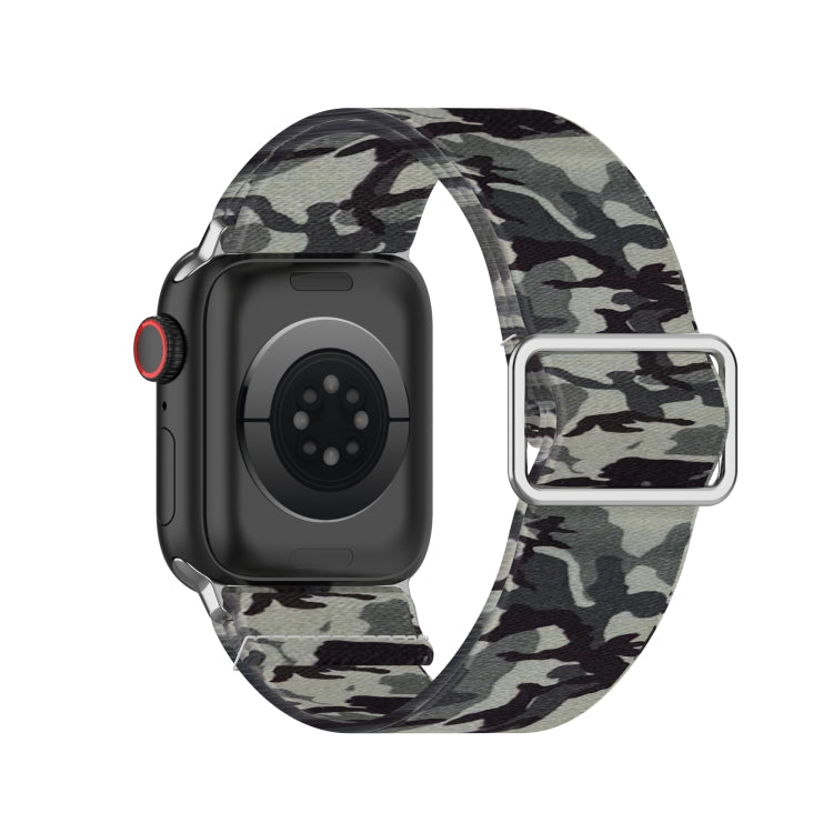 Skorter | Adjustable Elastic Printed Watch Strap for Apple Watch Ultra 49mm & Watch Ultra 2 49mm / Series 9 & 8 & 7 45mm / SE 3 & SE 2 & 6 & SE & 5 & 4 44mm / 3 & 2 & 1 42mm (Camo Gray)