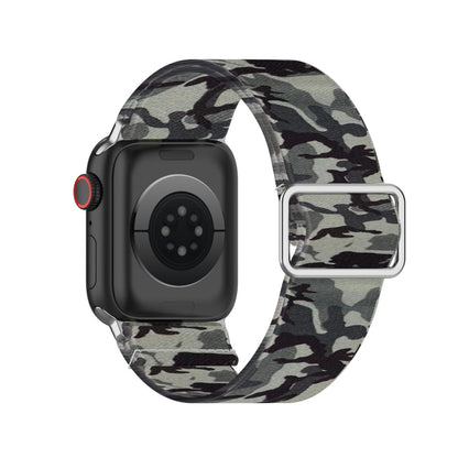 Skorter | Adjustable Elastic Printed Watch Strap for Apple Watch Ultra 49mm & Watch Ultra 2 49mm / Series 9 & 8 & 7 45mm / SE 3 & SE 2 & 6 & SE & 5 & 4 44mm / 3 & 2 & 1 42mm (Camo Gray)
