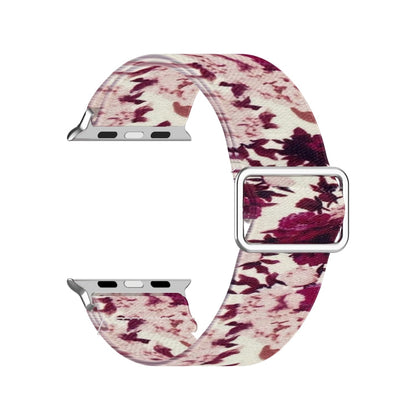 Skorter | Adjustable Elastic Printed Watch Strap for Apple Watch Ultra 49mm & Watch Ultra 2 49mm / Series 9 & 8 & 7 45mm / SE 3 & SE 2 & 6 & SE & 5 & 4 44mm / 3 & 2 & 1 42mm (Peony)
