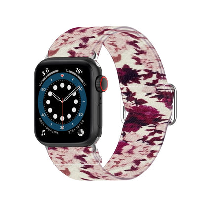 Skorter | Adjustable Elastic Printed Watch Strap for Apple Watch Ultra 49mm & Watch Ultra 2 49mm / Series 9 & 8 & 7 45mm / SE 3 & SE 2 & 6 & SE & 5 & 4 44mm / 3 & 2 & 1 42mm (Peony)