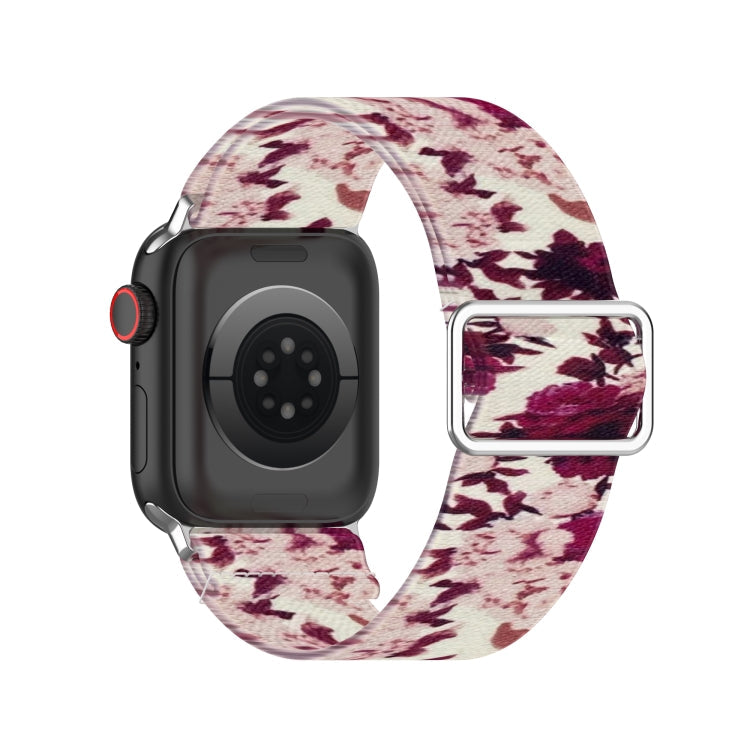 Skorter | Adjustable Elastic Printed Watch Strap for Apple Watch Ultra 49mm & Watch Ultra 2 49mm / Series 9 & 8 & 7 45mm / SE 3 & SE 2 & 6 & SE & 5 & 4 44mm / 3 & 2 & 1 42mm (Peony)
