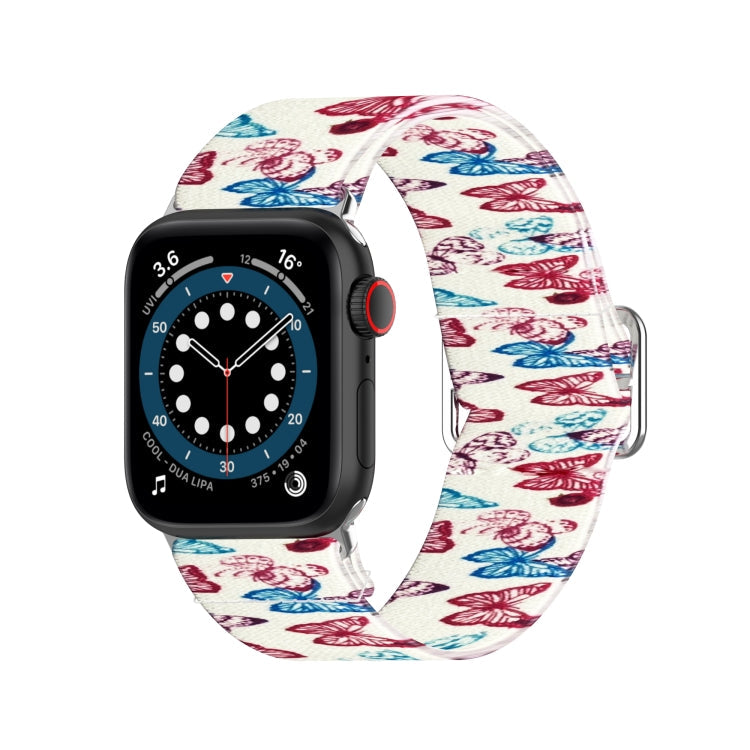 Skorter | Adjustable elastic printed watch strap for Apple Watch Ultra 49mm & Watch Ultra 2 49mm / Series 9 & 8 & 7 45mm / SE 3 & SE 2 & 6 & SE & 5 & 4 44mm / 3 & 2 & 1 42mm (Butterfly)
