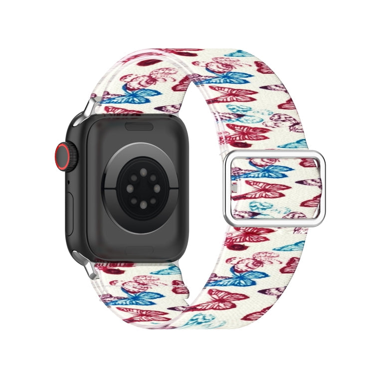 Skorter | Adjustable elastic printed watch strap for Apple Watch Ultra 49mm & Watch Ultra 2 49mm / Series 9 & 8 & 7 45mm / SE 3 & SE 2 & 6 & SE & 5 & 4 44mm / 3 & 2 & 1 42mm (Butterfly)