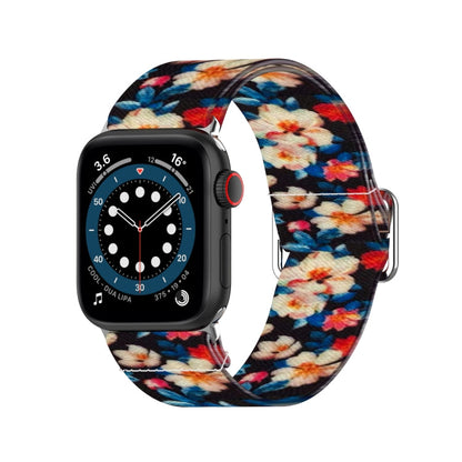 Skorter | Adjustable elastic print watch band for Apple Watch Ultra 49 mm & Watch Ultra 2 49 mm / Series 9 & 8 & 7 45 mm / SE 3 & SE 2 & 6 & SE & 5 & 4 44 mm / 3 & 2 & 1 42 mm (Rhododendron)