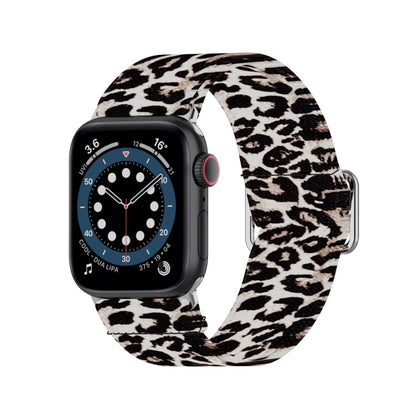 Skorter | Adjustable elastic printed watch band for Apple Watch Ultra 49mm & Watch Ultra 2 49mm / Series 9 & 8 & 7 45mm / SE 3 & SE 2 & 6 & SE & 5 & 4 44mm / 3 & 2 & 1 42mm (Leopard)