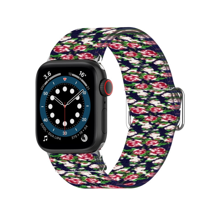 Skorter | Adjustable elastic printed watch band for Apple Watch Series 9&8&7 41mm / SE 3&SE 2&6&SE&5&4 40mm / 3&2&1 38mm (Blue Rose)