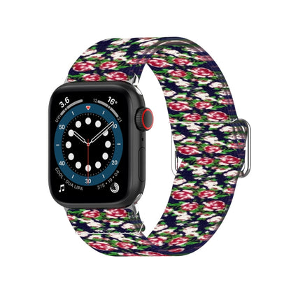 Skorter | Adjustable elastic printed watch band for Apple Watch Series 9&8&7 41mm / SE 3&SE 2&6&SE&5&4 40mm / 3&2&1 38mm (Blue Rose)