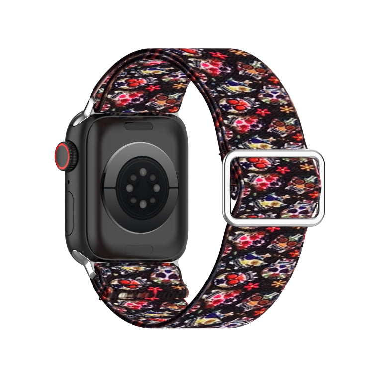 Skorter | Adjustable elastic printed watch strap for Apple Watch Series 9&8&7 41mm / SE 3&SE 2&6&SE&5&4 40mm / 3&2&1 38mm (Color Skull)