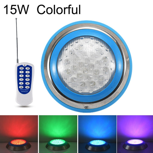 Skorter | 15W LED Stainless Steel Wall Mounted Pool Lighting Landscape Underwater Light (Colored Light + Remote Control)