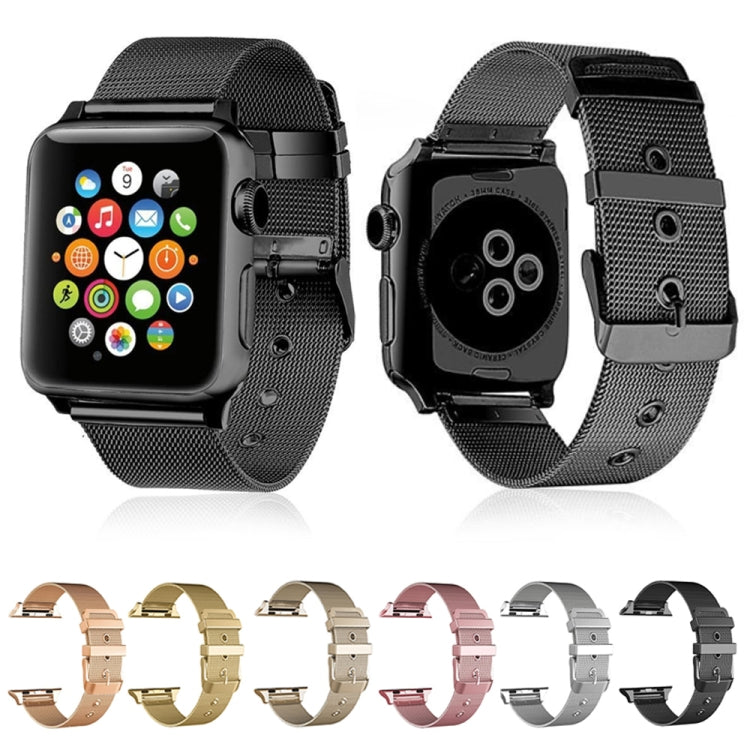 Skorter | For Apple Watch 46 mm / 49 mm / 45 mm / 44 mm / 42 mm Milanese Stainless Steel Double Buckle Watch Band (Gold)