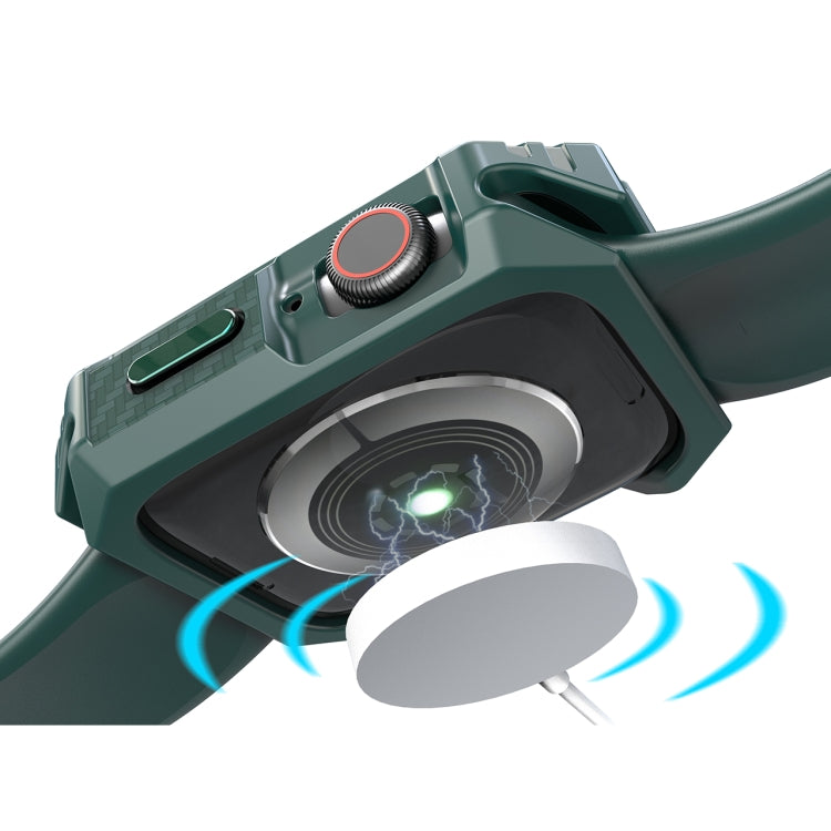 Skorter | Carbon Fiber Contrast Color Protection Case for Apple Watch Series 9 / 8 / 7 45mm (Green)