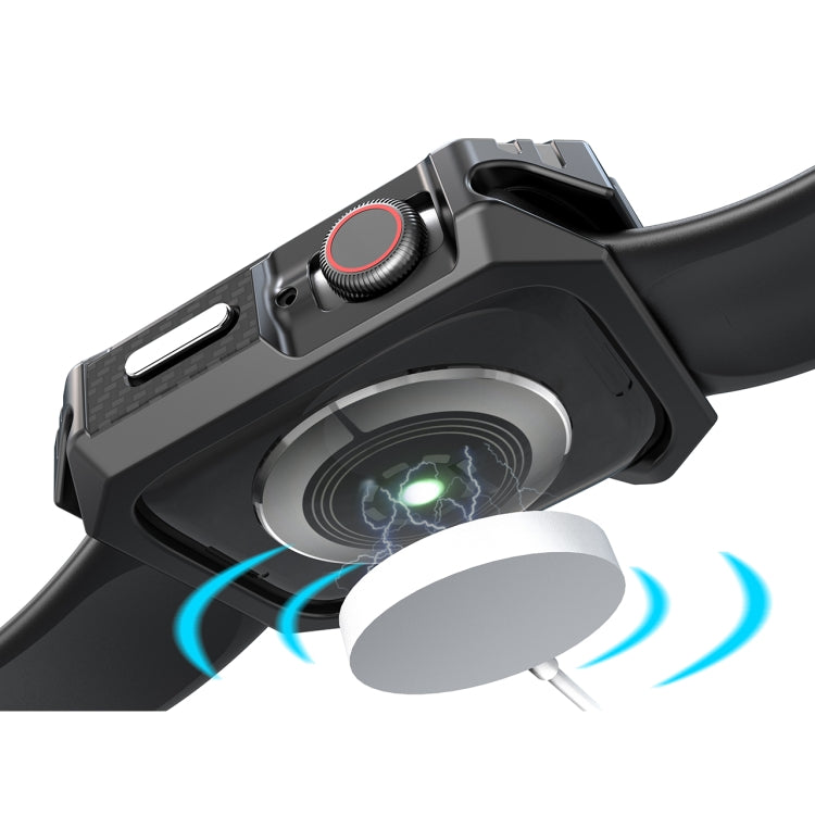 Skorter | Carbon fiber contrast color protective case for Apple Watch Series 9 / 8 / 7 45mm (Silver)