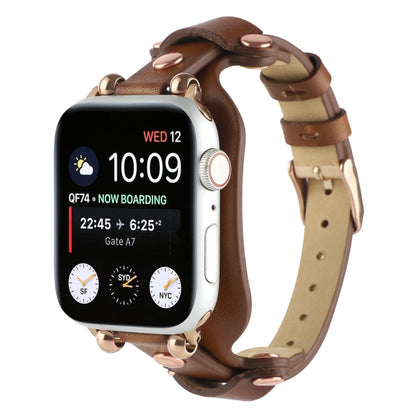Skorter | Bracelet Genuine Leather Watch Band for Apple Watch Series 9&8&7 41mm / SE 3&SE 2&6&SE&5&4 40mm / 3&2&1 38mm (Dark Brown)