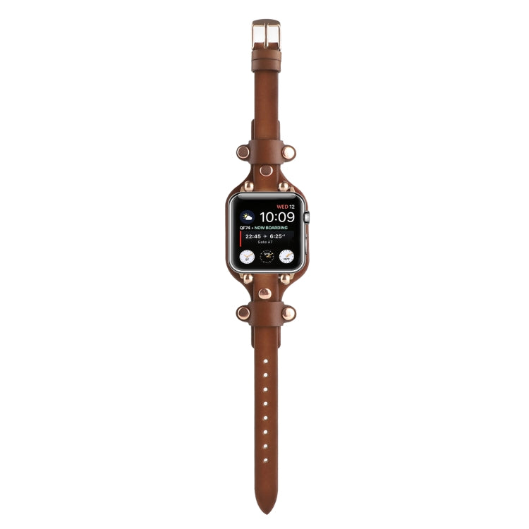 Skorter | Bracelet Genuine Leather Watch Band for Apple Watch Series 9&8&7 41mm / SE 3&SE 2&6&SE&5&4 40mm / 3&2&1 38mm (Dark Brown)