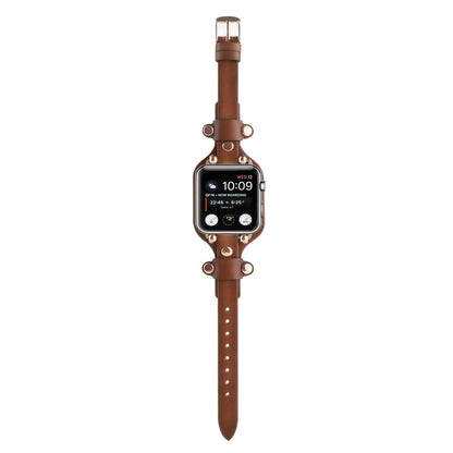 Skorter | Bracelet Genuine Leather Watch Band for Apple Watch Series 9&8&7 41mm / SE 3&SE 2&6&SE&5&4 40mm / 3&2&1 38mm (Dark Brown)