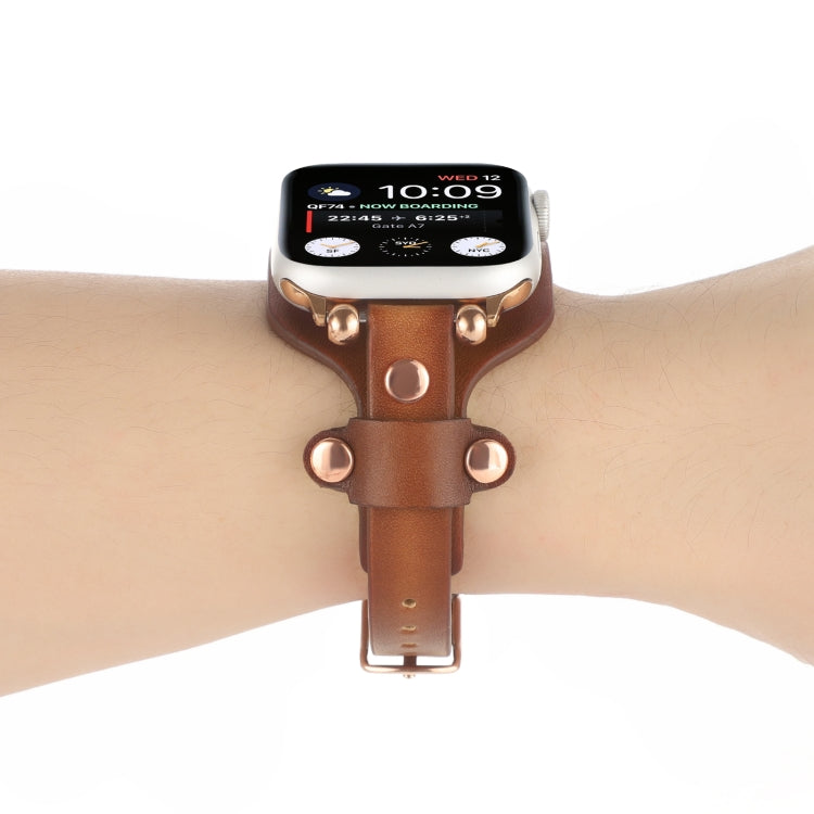 Skorter | Bracelet Genuine Leather Watch Band for Apple Watch Series 9&8&7 41mm / SE 3&SE 2&6&SE&5&4 40mm / 3&2&1 38mm (Dark Brown)