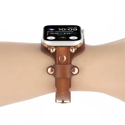Skorter | Bracelet Genuine Leather Watch Band for Apple Watch Series 9&8&7 41mm / SE 3&SE 2&6&SE&5&4 40mm / 3&2&1 38mm (Dark Brown)