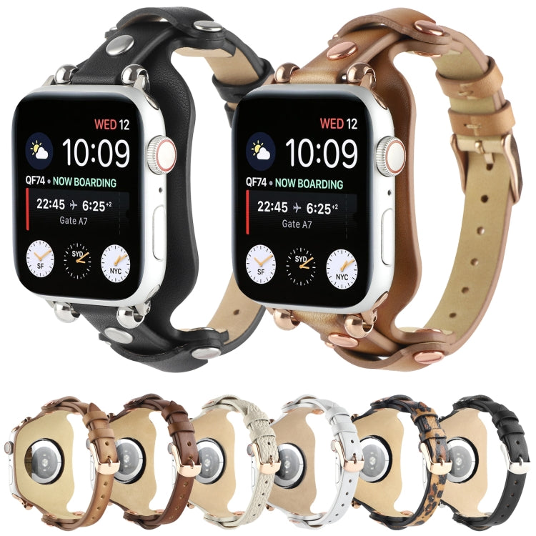 Skorter | Bracelet Genuine Leather Watch Band for Apple Watch Series 9&8&7 41mm / SE 3&SE 2&6&SE&5&4 40mm / 3&2&1 38mm (Leopard Print)